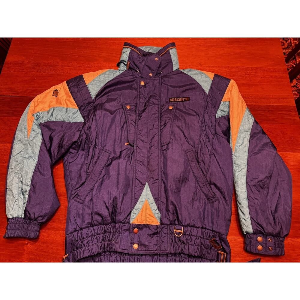 XXL Vintage Descente Ski Jacket Retro 80s 90s Color block Blue Ski Jacket